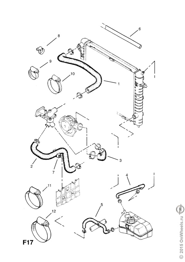 Схема системы охлаждения опель вектра с