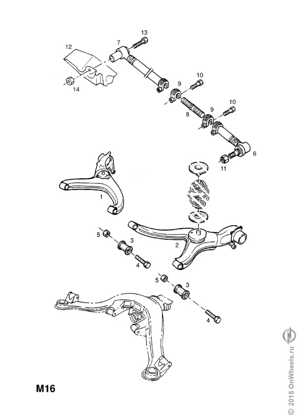 Схема передней подвески опель омега б