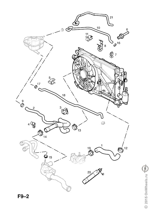 Схема системы охлаждения двигателя опель зафира б z18xer
