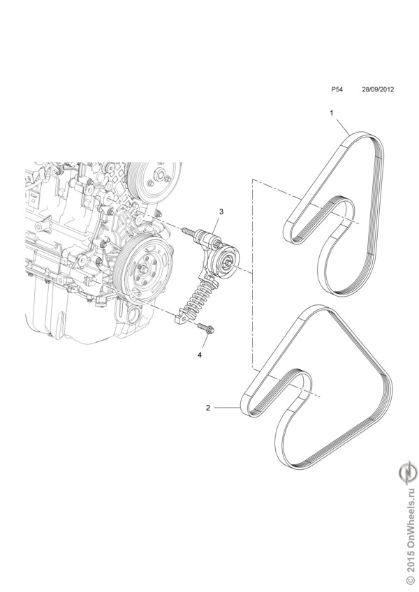Схема ремня генератора опель мокка