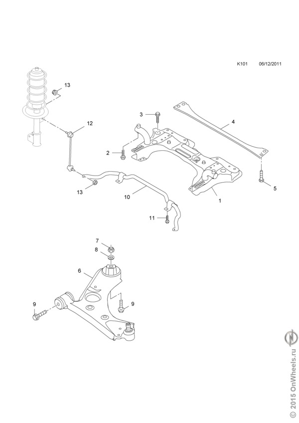 Схема передней подвески опель корса д