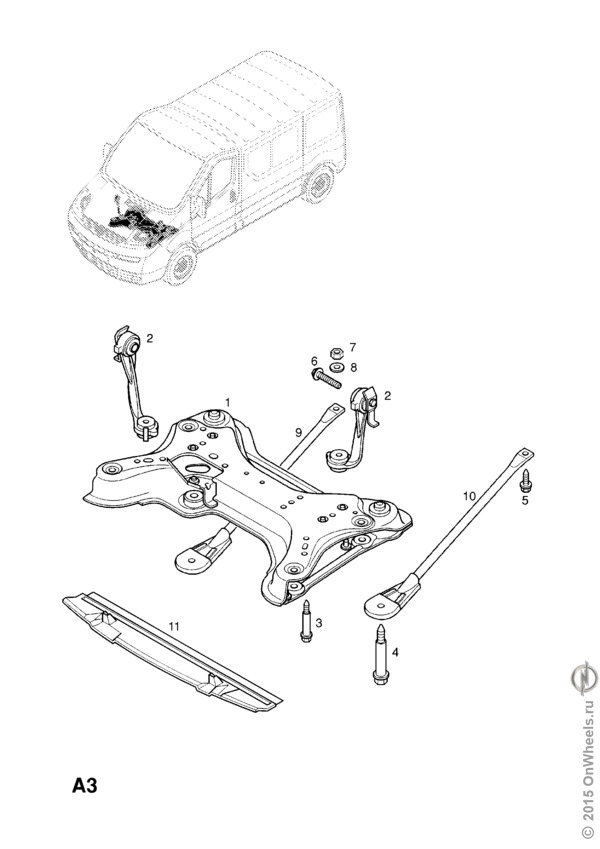 Схема передней подвески опель виваро