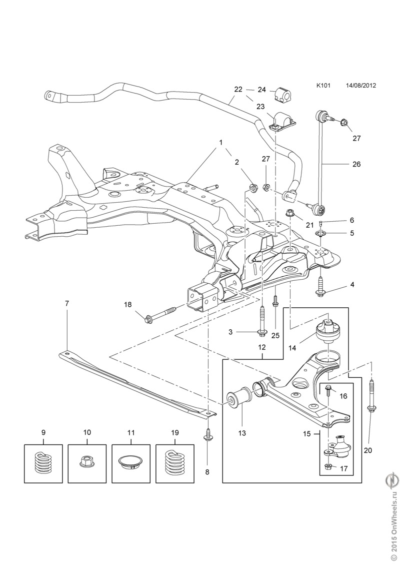 Схема передней подвески опель зафира в